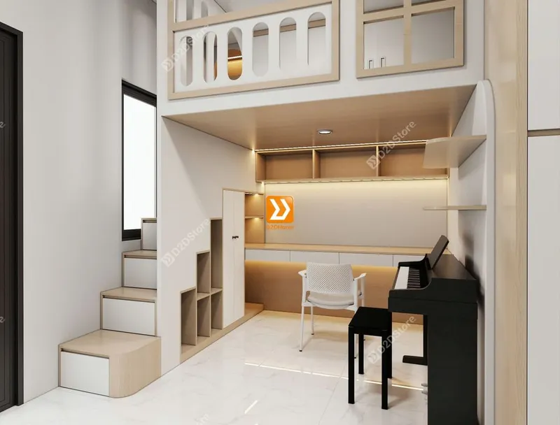 Phòng ngủ giường tầng cho bố mẹ và 1 bé gái nhà chị Diệu Hạnh - Ảnh 6
