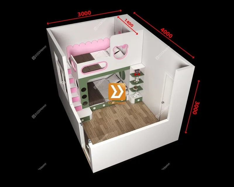 Phòng ngủ giường tầng cho 1 bé trai và 1 bé gái nhà chị Kendy Huỳnh - Ảnh 2
