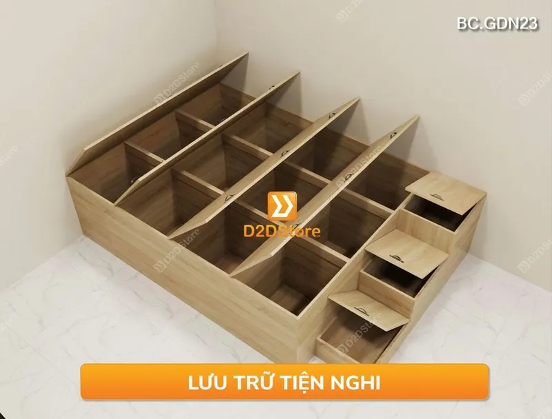 Giường ngủ kết hợp tủ lưu trữ nhiều kích thước mã BC.GDN23 - Ảnh 3
