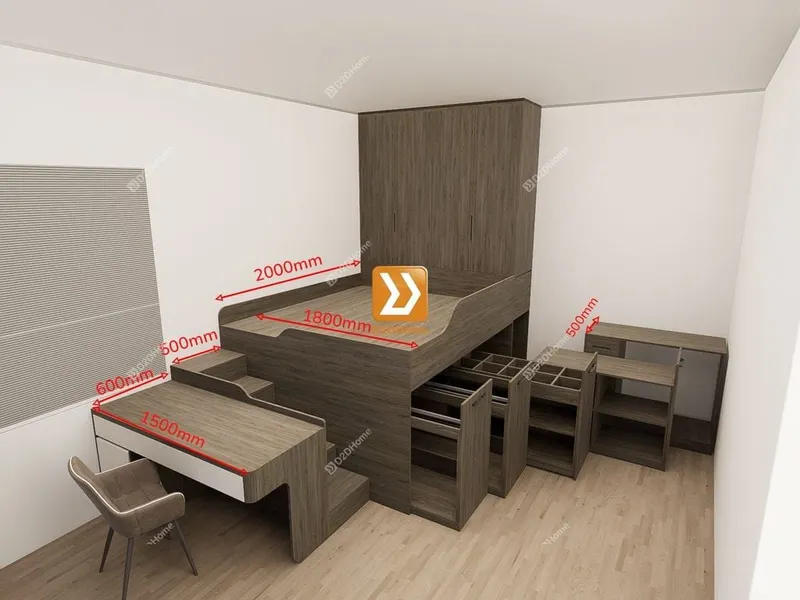 Phòng ngủ với hệ giường tủ bàn kết hợp nhà anh Hoàn - Ảnh 1