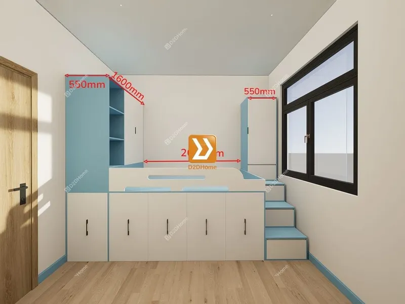 Phòng ngủ với hệ giường tủ kết hợp nhà chị Hạnh - Ảnh 2