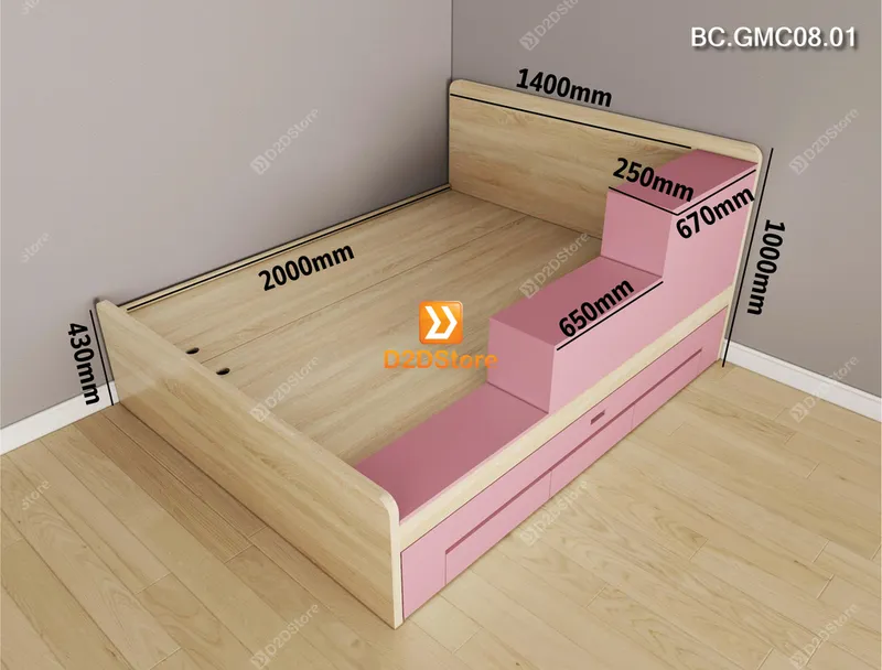 Giường kéo 2 tầng thông minh nhiều kích thước mã BC.GMC08.01 - Ảnh 2