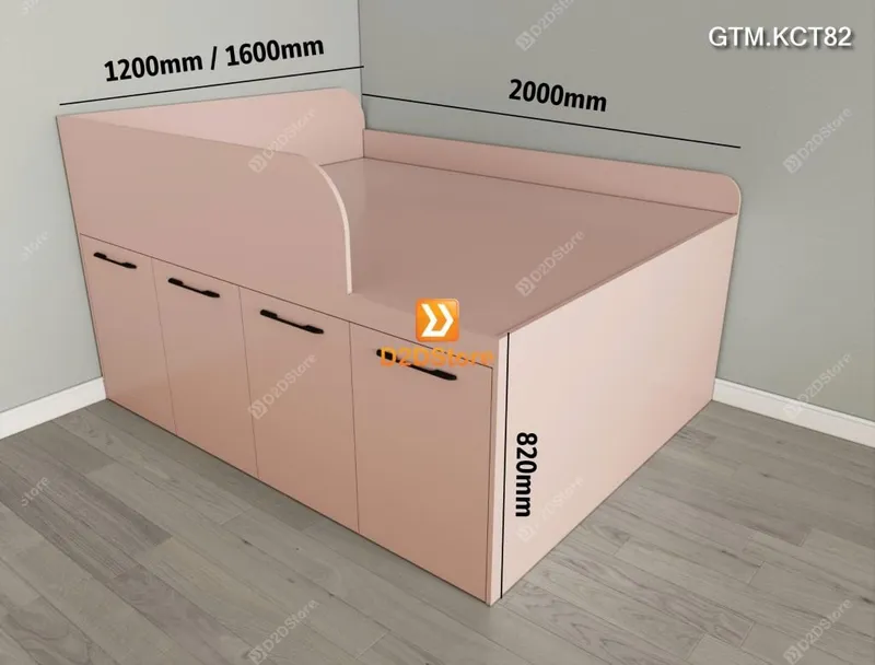 Giường thông minh tích hợp 4 tủ ngăn kéo dưới giường tiện ích không cầu thang cao 82cm mã GTM.KCT82 - Ảnh 2