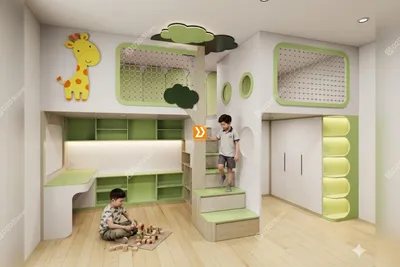 Phòng ngủ giường tầng 2 bé trai nhà anh Trường Giang