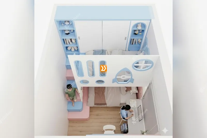 Phòng ngủ giường tầng cho 1 bé trai và 1 bé gái nhà chị My My - Ảnh 1