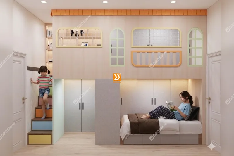 Phòng ngủ giường tầng cho 2 bé gái nhà chị Duy Khánh - Ảnh 1