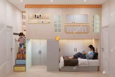 Phòng ngủ giường tầng cho 2 bé gái nhà chị Duy Khánh