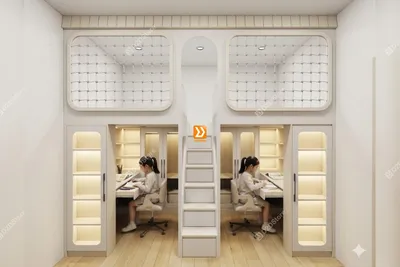 Phòng ngủ giường tầng cho 2 bé gái sinh đôi nhà chị Nguyễn Nữ