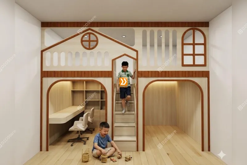 Phòng ngủ giường tầng cho 2 bé trai nhà anh Hy - Ảnh 1