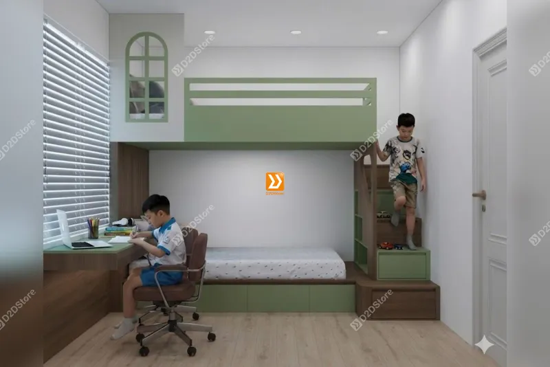 Phòng ngủ giường tầng cho 2 bé trai nhà anh Tiến Phạm - Ảnh 1