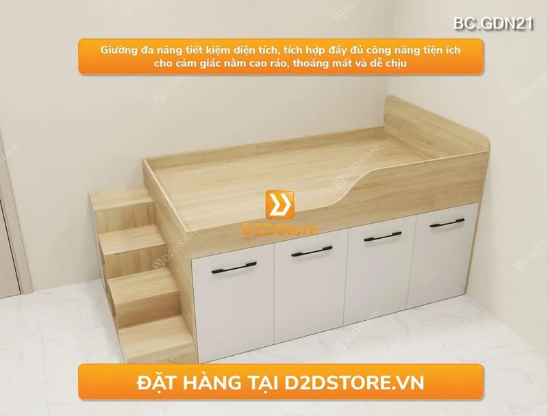Giường ngủ kết hợp tủ lưu trữ thông minh nhiều kích thước mã BC.GDN21 - Ảnh 5