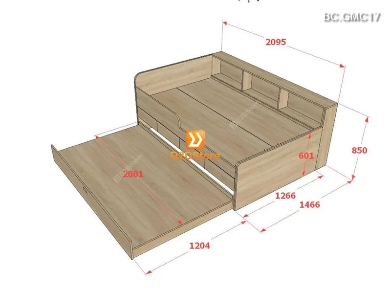 Giường kéo mẹ bồng con nhiều kích thước mã BC.GMC17 - Ảnh 2