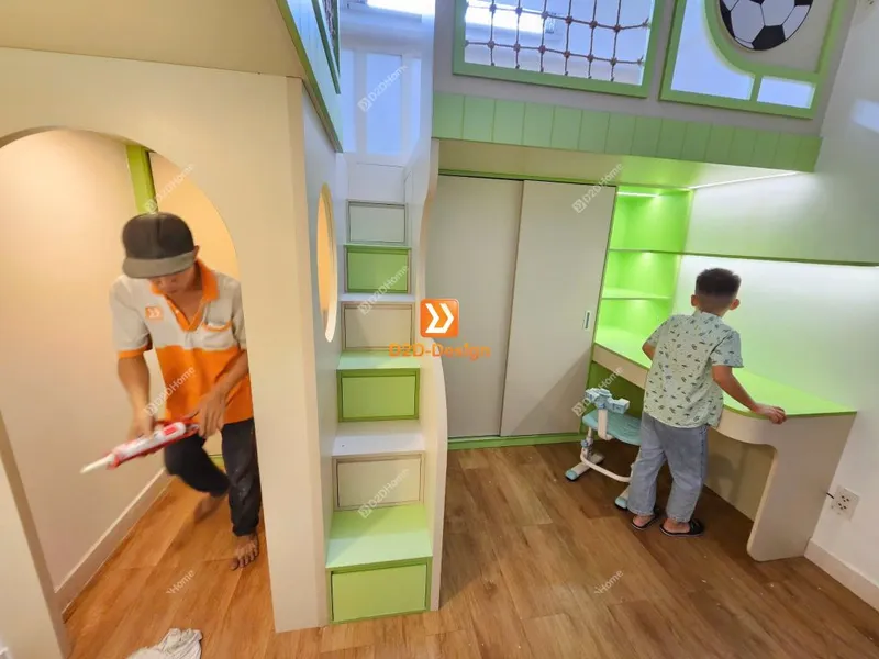 Phòng ngủ giường tầng cho 2 bé trai nhà chị Nguyệt Hiền - Ảnh 10