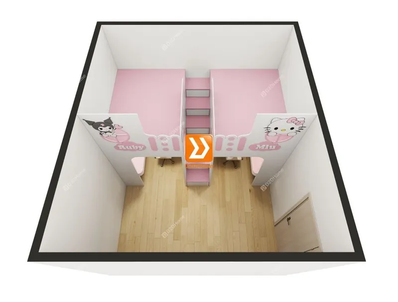 Phòng ngủ giường tầng cho 1 bé trai và 1 bé gái nhà chị Duy Ngọc - Ảnh 3