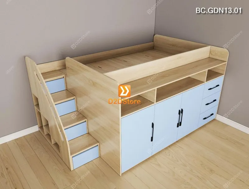 Giường kết hợp tủ áo và các ngăn hộc tủ lưu trữ đa năng mã BC.GDN13.01 - Ảnh 4
