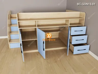 Giường kết hợp tủ áo và các ngăn hộc tủ lưu trữ đa năng mã BC.GDN13.01