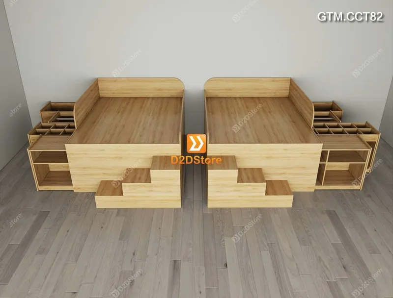 Giường thông minh tích hợp 4 tủ ngăn kéo dưới giường tiện ích có cầu thang cao 82cm mã GTM.CCT82 - Ảnh 5