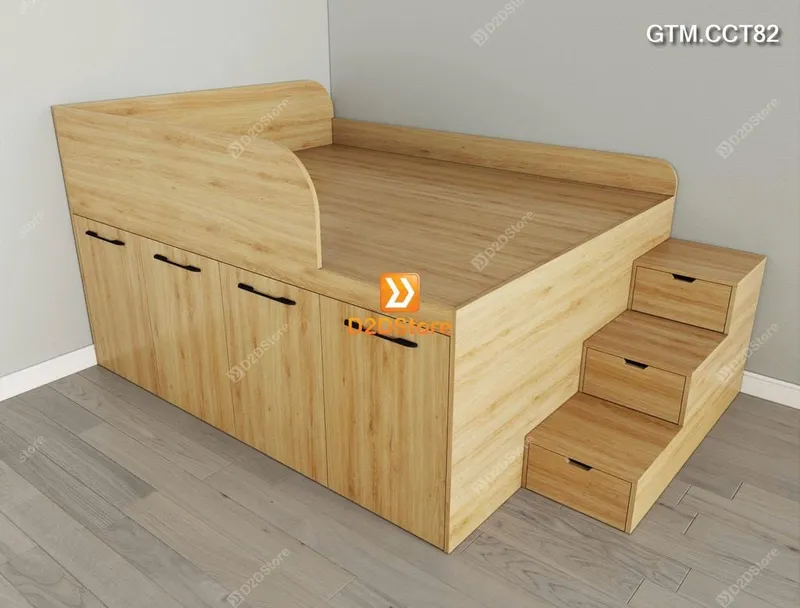 Giường thông minh tích hợp 4 tủ ngăn kéo dưới giường tiện ích có cầu thang cao 82cm mã GTM.CCT82 - Ảnh 6