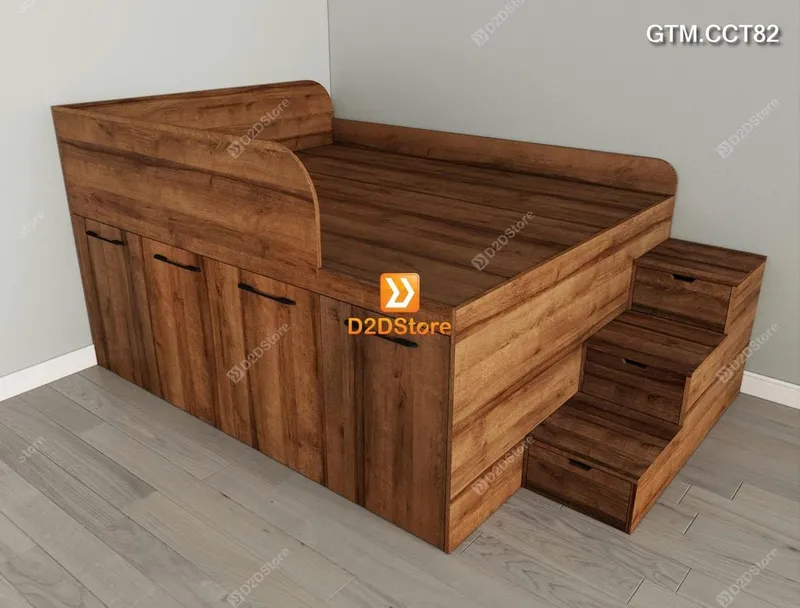 Giường thông minh tích hợp 4 tủ ngăn kéo dưới giường tiện ích có cầu thang cao 82cm mã GTM.CCT82 - Ảnh 7