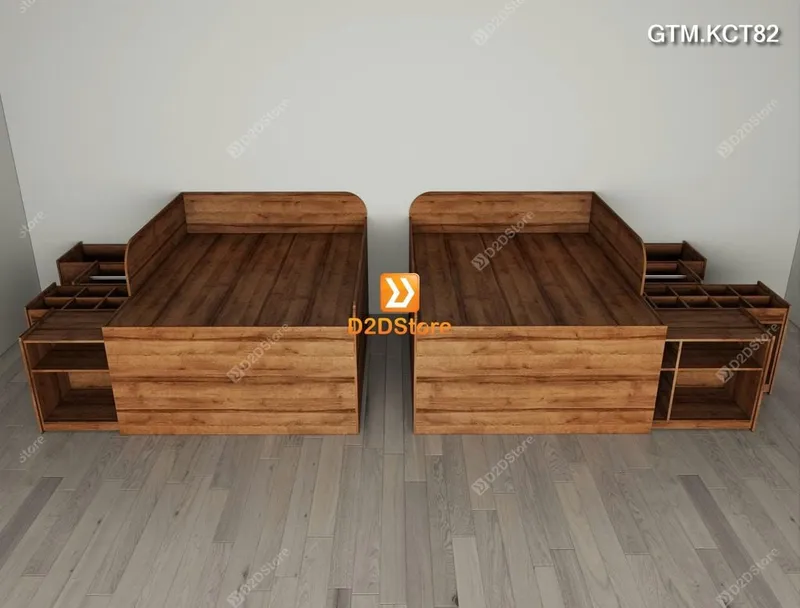 Giường thông minh tích hợp 4 tủ ngăn kéo dưới giường tiện ích không cầu thang cao 82cm mã GTM.KCT82 - Ảnh 6