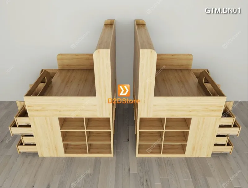 Giường thông minh tích hợp nhiều công năng tủ áo ngăn kéo kệ sách mã GTM.DN01 - Ảnh 10