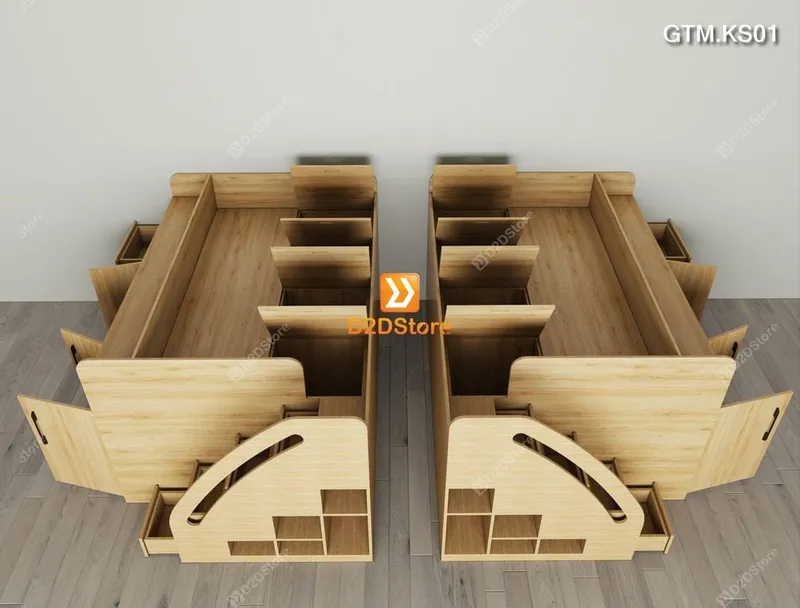 Giường thông minh tích hợp tủ và kệ sách có cầu thang mã GTM.KS01 - Ảnh 7