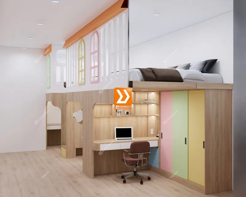 Phòng ngủ giường tầng cho 3 bé gái nhà chị An Võ - Ảnh 3