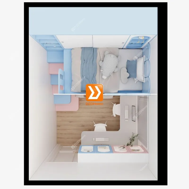 Phòng ngủ giường tầng cho 1 bé trai và 1 bé gái nhà chị My My - Ảnh 6