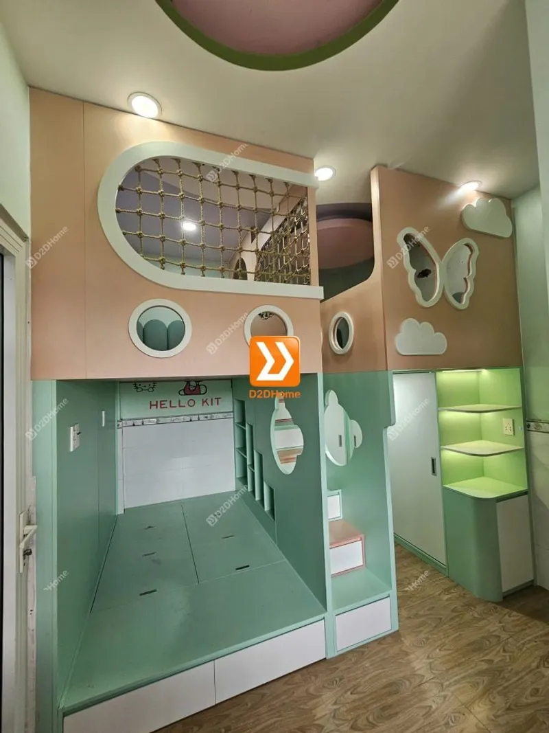 Phòng ngủ giường tầng cho 2 bé gái và 1 bé trai nhà anh Hoàng Hải - Ảnh 15