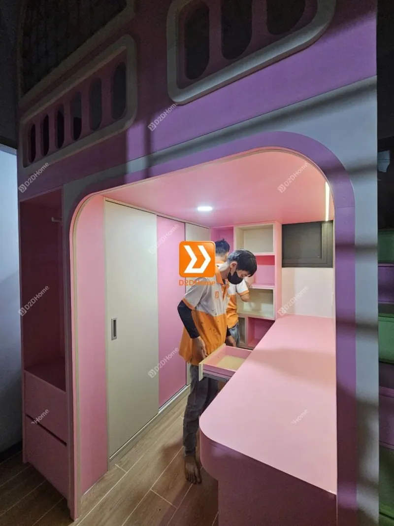 Phòng ngủ giường tầng cho 2 bé trai và gái nhà chị Tiêu Tình - Ảnh 14