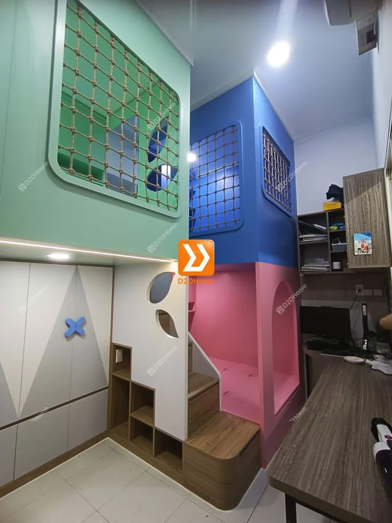 Phòng ngủ giường tầng cho 2 bé trai và 1 bé gái nhà anh Đông Quân - Ảnh 13