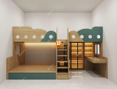 Phòng ngủ giường tầng cho 3 bé trai nhà anh Thái Phạm