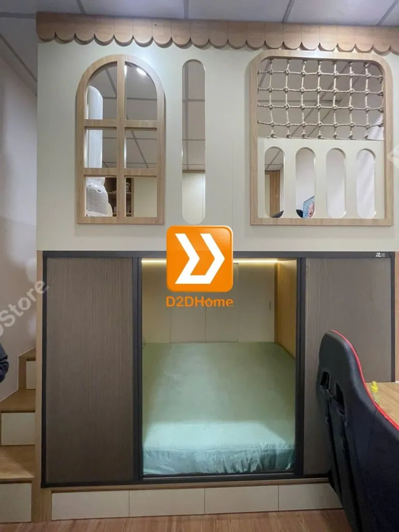 Phòng ngủ giường tầng cho bố mẹ và 1 bé trai nhà anh Phi - Ảnh 9