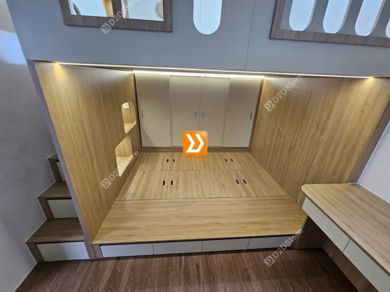 Phòng ngủ giường tầng cho bố mẹ và 1 bé trai nhà anh Phi - Ảnh 19