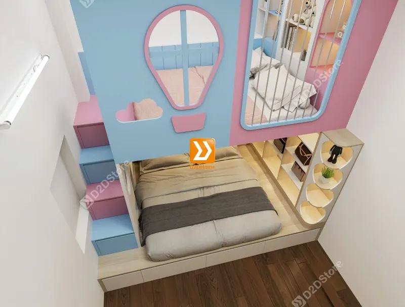 Phòng ngủ giường tầng cho bố mẹ và 2 bé gái nhà anh Duy - Ảnh 7