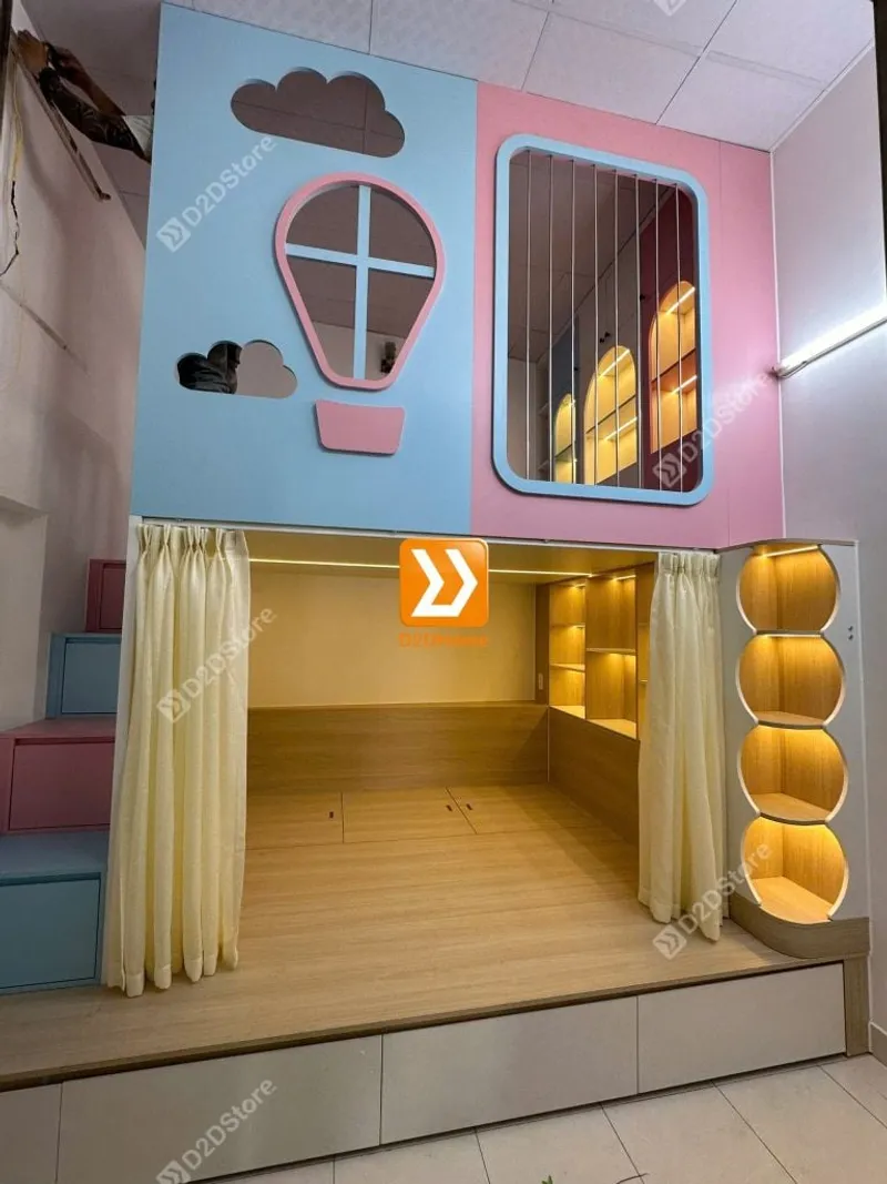 Phòng ngủ giường tầng cho bố mẹ và 2 bé gái nhà anh Duy - Ảnh 10
