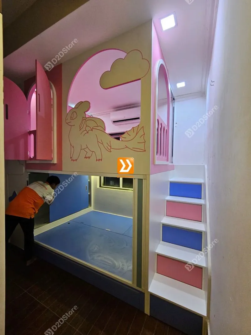 Phòng ngủ giường tầng cho bố mẹ và 1 bé gái nhà anh Jodan Tăng - Ảnh 7