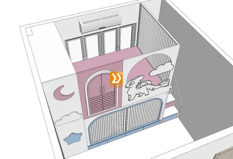 Phòng ngủ giường tầng cho bố mẹ và 1 bé gái nhà anh Jodan Tăng - Ảnh 5