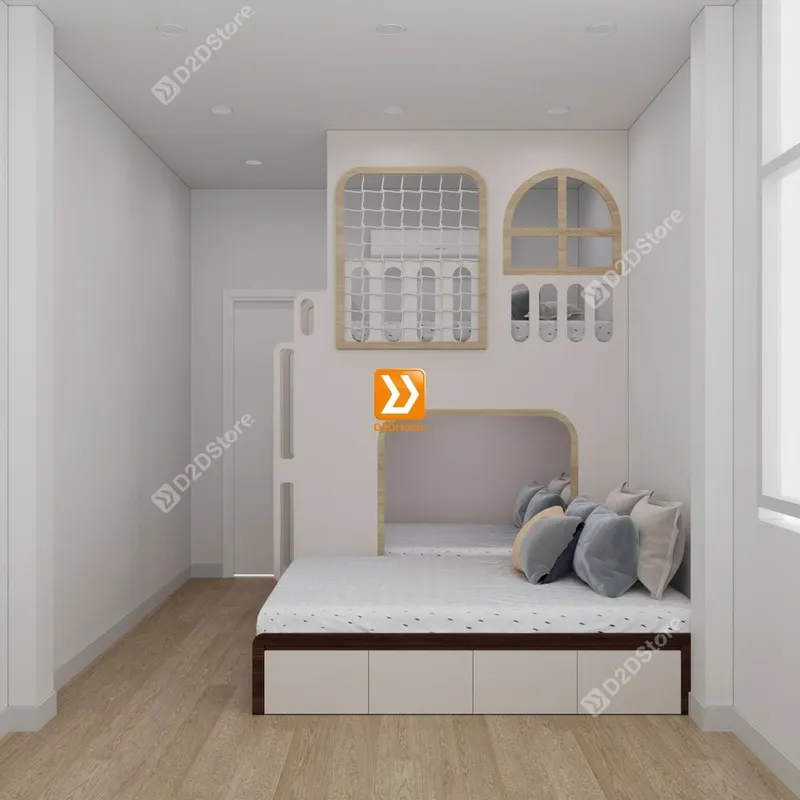 Phòng ngủ giường tầng cho bố mẹ và 2 bé trai nhà chị Lục Yến - Ảnh 3