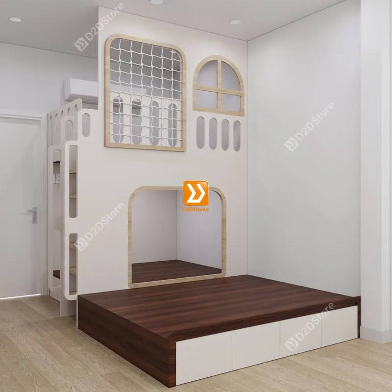 Phòng ngủ giường tầng cho bố mẹ và 2 bé trai nhà chị Lục Yến - Ảnh 1