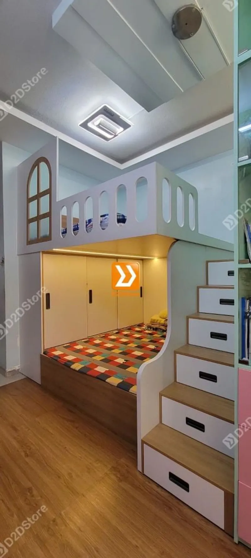 Phòng ngủ giường tầng cho 2 bé trai và 1 bé gái nhà chị Lan - Ảnh 14
