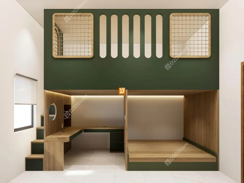 Phòng ngủ giường tầng cho 2 bé trai nhà chị Tuyền - Ảnh 4