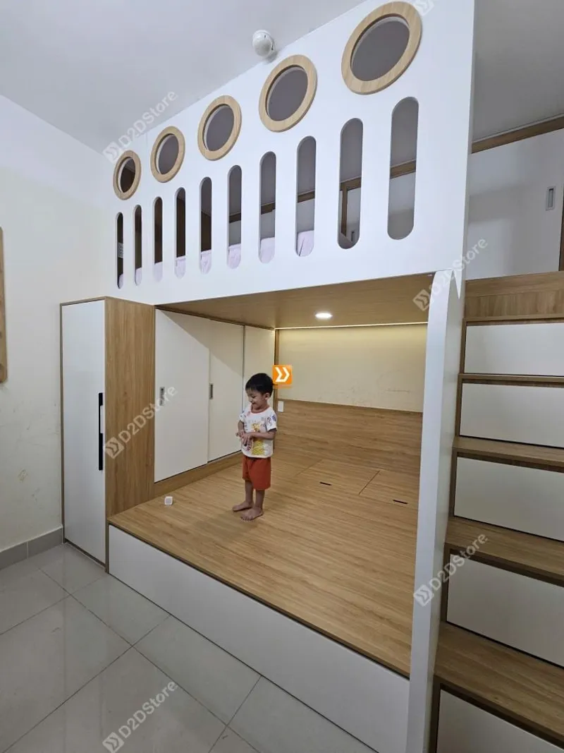 Phòng ngủ giường tầng cho bố mẹ và 2 bé trai nhà chị Ami Mai - Ảnh 9