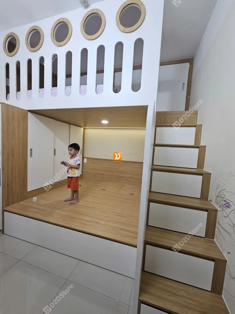 Phòng ngủ giường tầng cho bố mẹ và 2 bé trai nhà chị Ami Mai - Ảnh 10