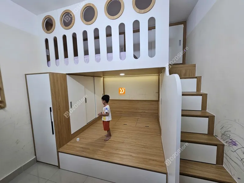 Phòng ngủ giường tầng cho bố mẹ và 2 bé trai nhà chị Ami Mai - Ảnh 11