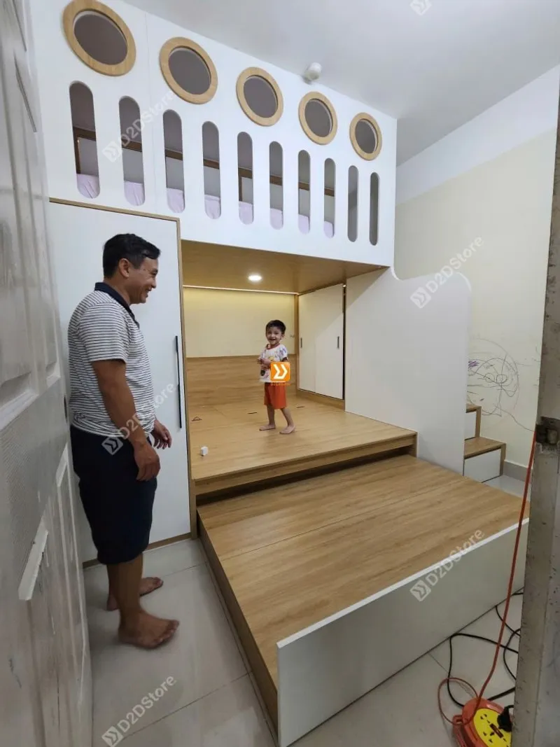 Phòng ngủ giường tầng cho bố mẹ và 2 bé trai nhà chị Ami Mai - Ảnh 12