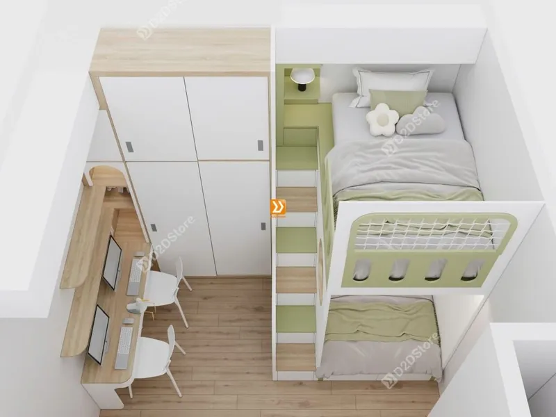 Phòng ngủ giường tầng cho 2 bé trai nhà anh Dũng - Ảnh 4