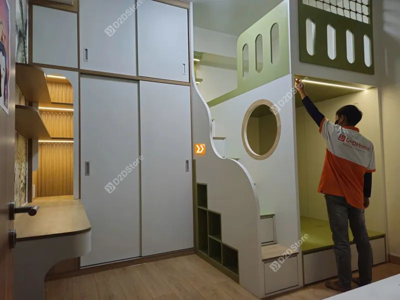 Phòng ngủ giường tầng cho 2 bé trai nhà anh Dũng - Ảnh 11
