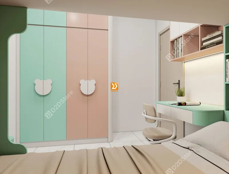 Phòng ngủ giường tầng cho 1 bé trai và 1 bé gái nhà chị Merry - Ảnh 4