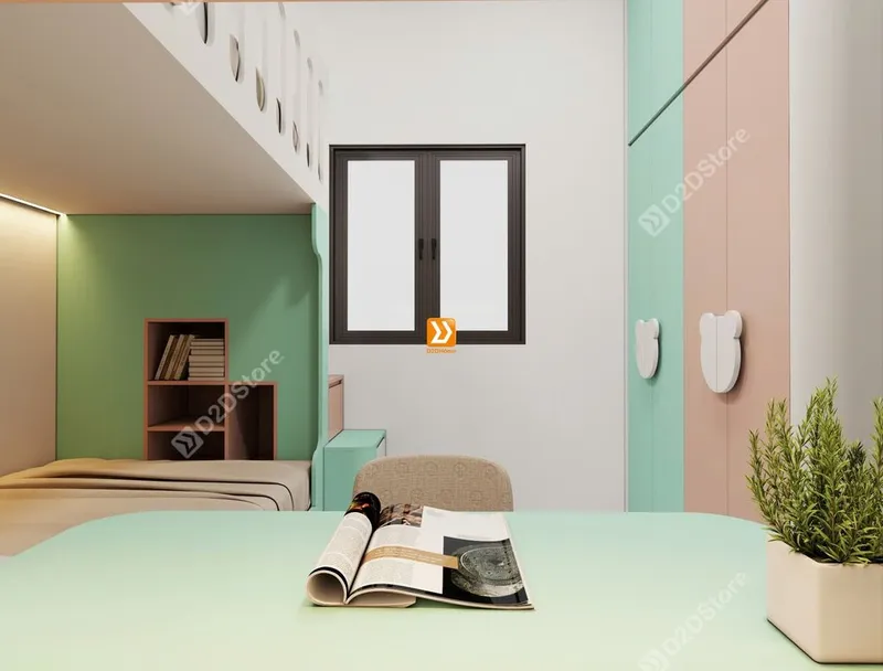 Phòng ngủ giường tầng cho 1 bé trai và 1 bé gái nhà chị Merry - Ảnh 5